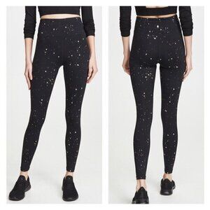 Spiritual Gangster Foil Print Black Gold Paint Splatter Essential Leggings Small
